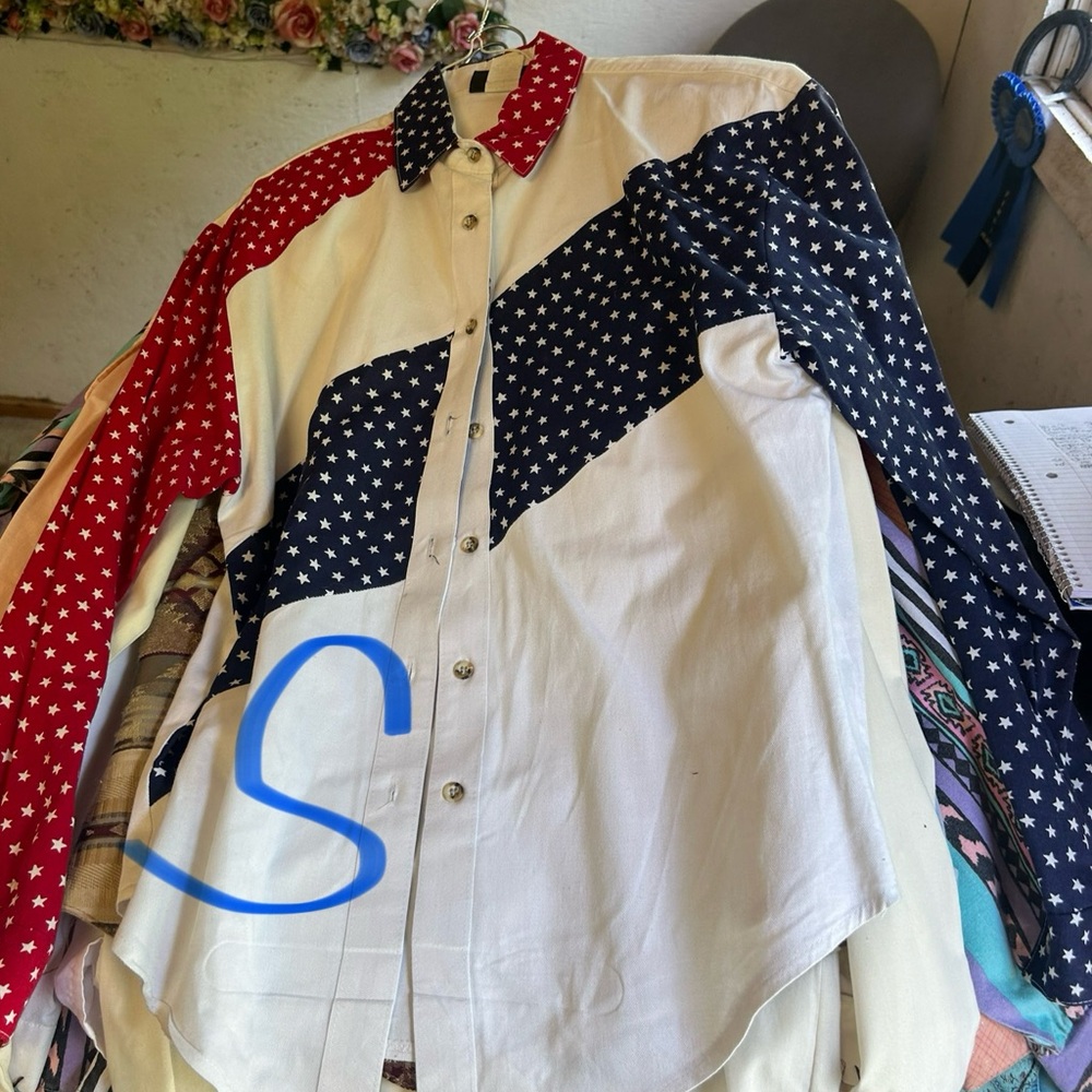 Star Patterned Red, White, and Blue Shirt